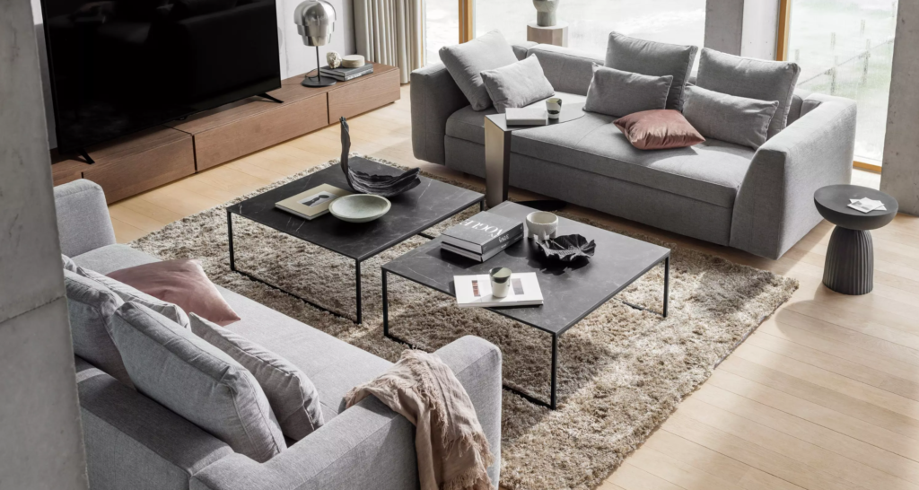 Sofa Bergamo BoConcpet, salon w stylu skandynawskim