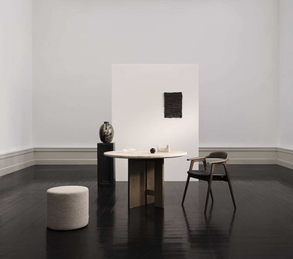 melble z Kolekcji AXO BoConcept, puf, krzesło, stół