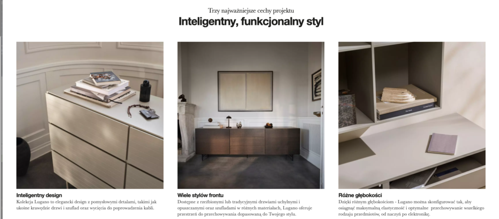 Komoda modułowa Lugano nowoczesny design minimalistyczne meble do salonu