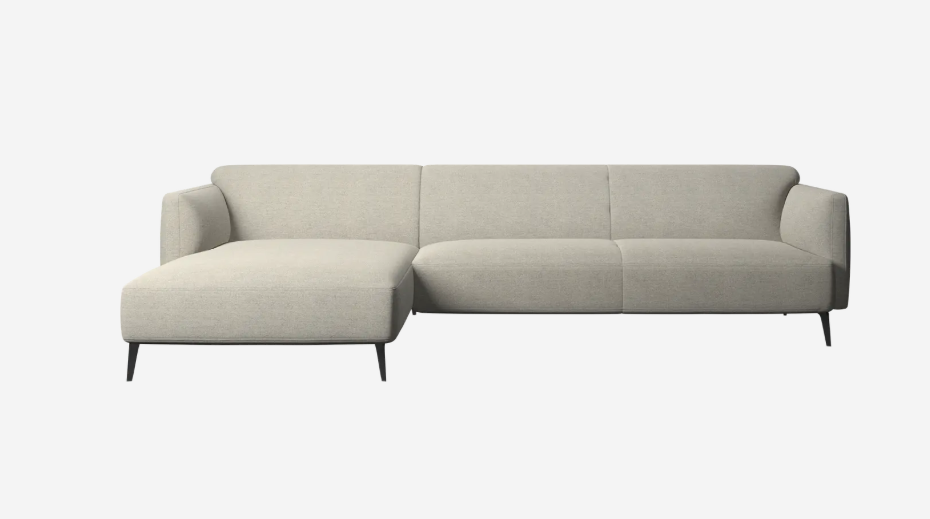 Sofa Modena z modułem wypoczynkowym w jasnej tkaninie inspirowana duńskim designem